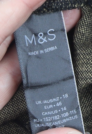 Marks and Spencer Womens Brown Check Tapered Trousers Size 18