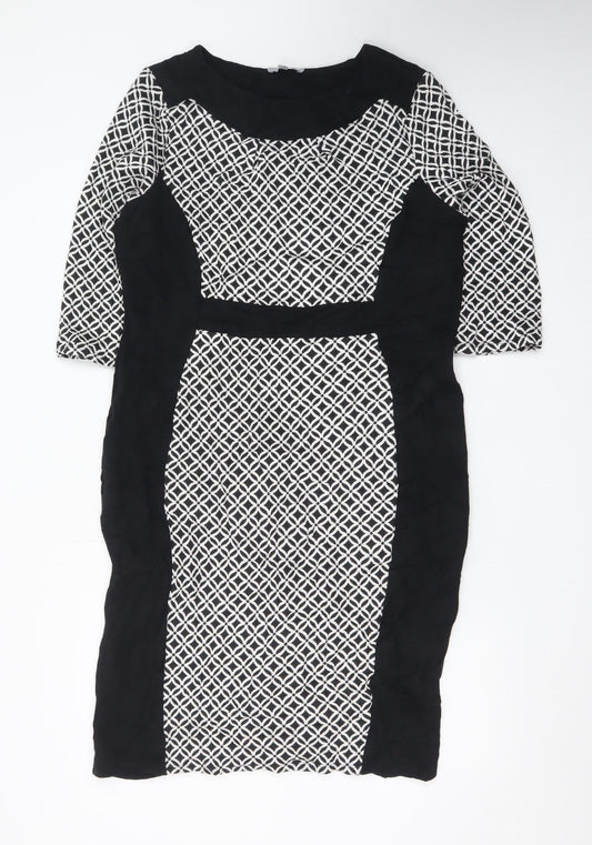 Marks and Spencer Per Una Women’s Black Geometric Bodycon Dress Size 18