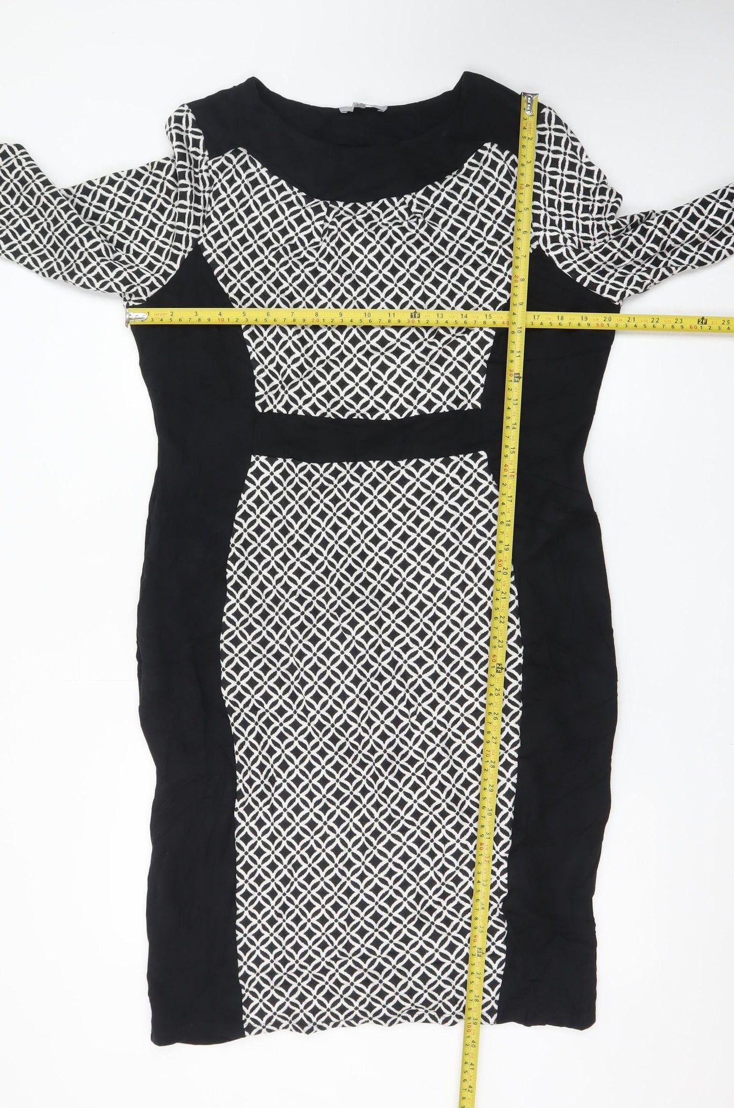 Marks and Spencer Per Una Women’s Black Geometric Bodycon Dress Size 18