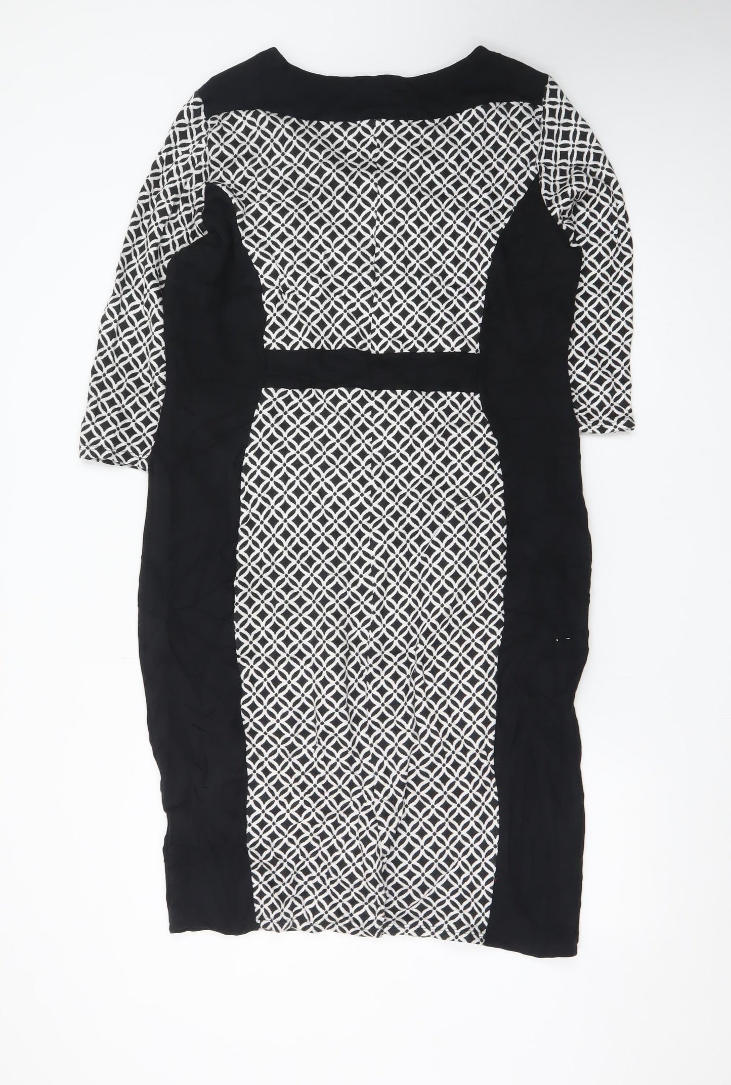Marks and Spencer Per Una Women’s Black Geometric Bodycon Dress Size 18