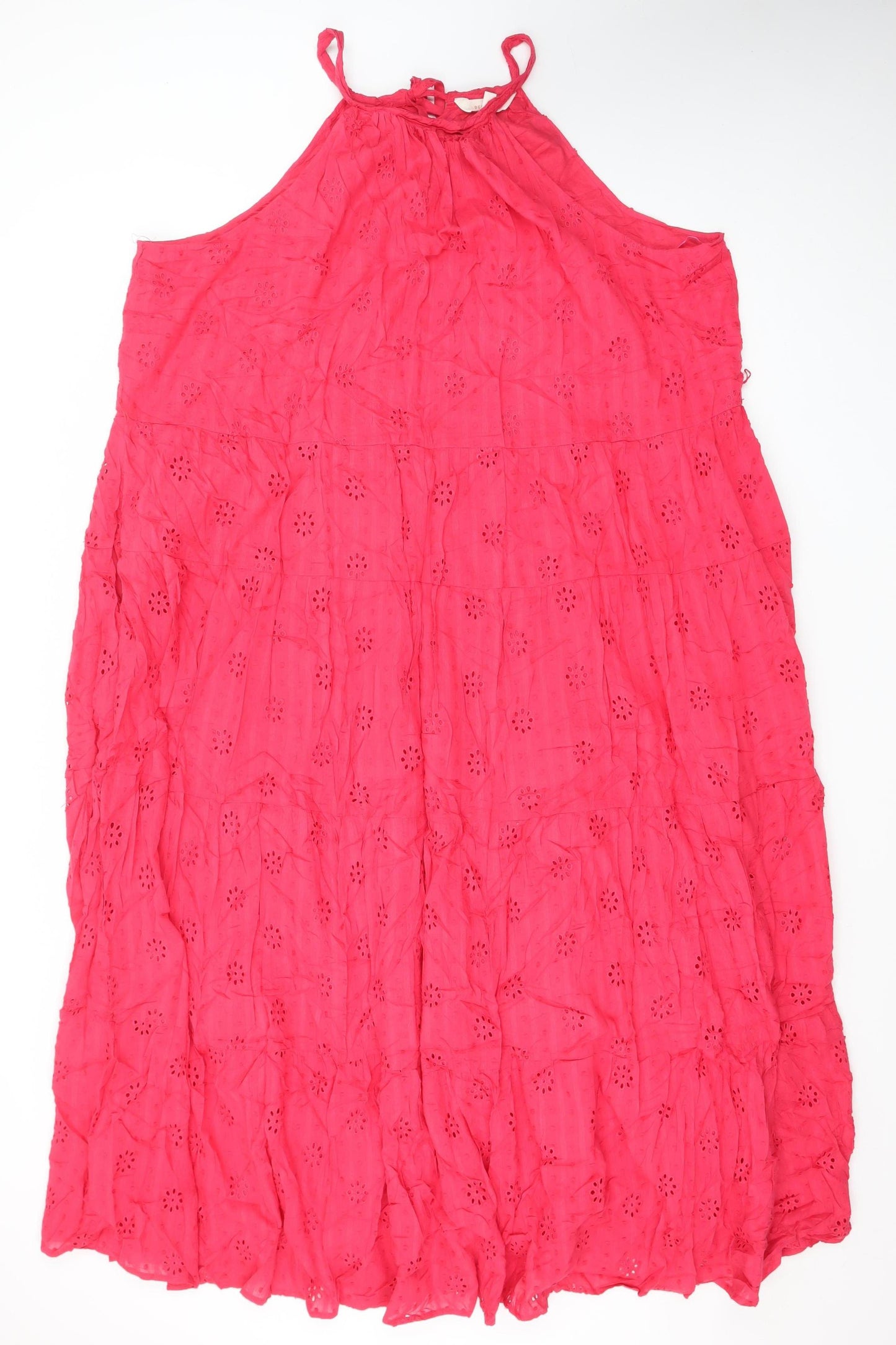 Marks and Spencer Women’s Pink Halter A-Line Cotton Dress Size 22