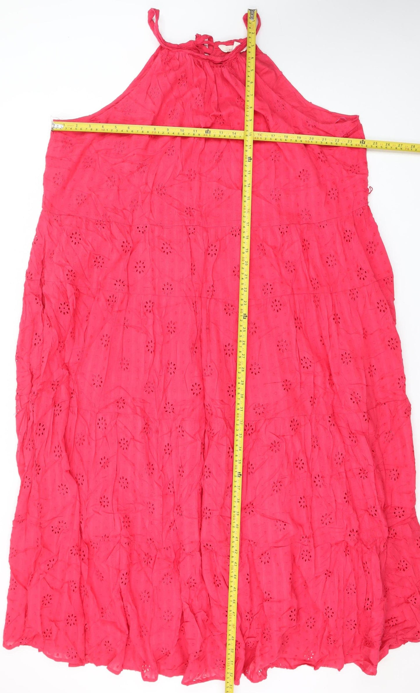 Marks and Spencer Women’s Pink Halter A-Line Cotton Dress Size 22