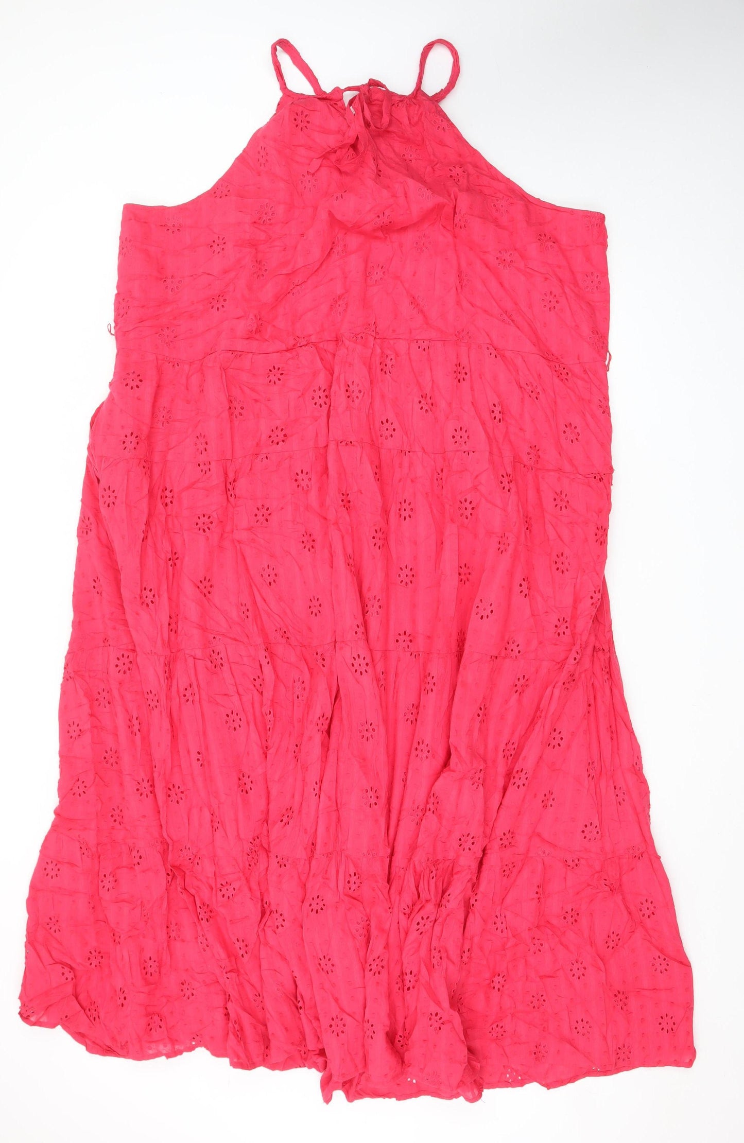 Marks and Spencer Women’s Pink Halter A-Line Cotton Dress Size 22