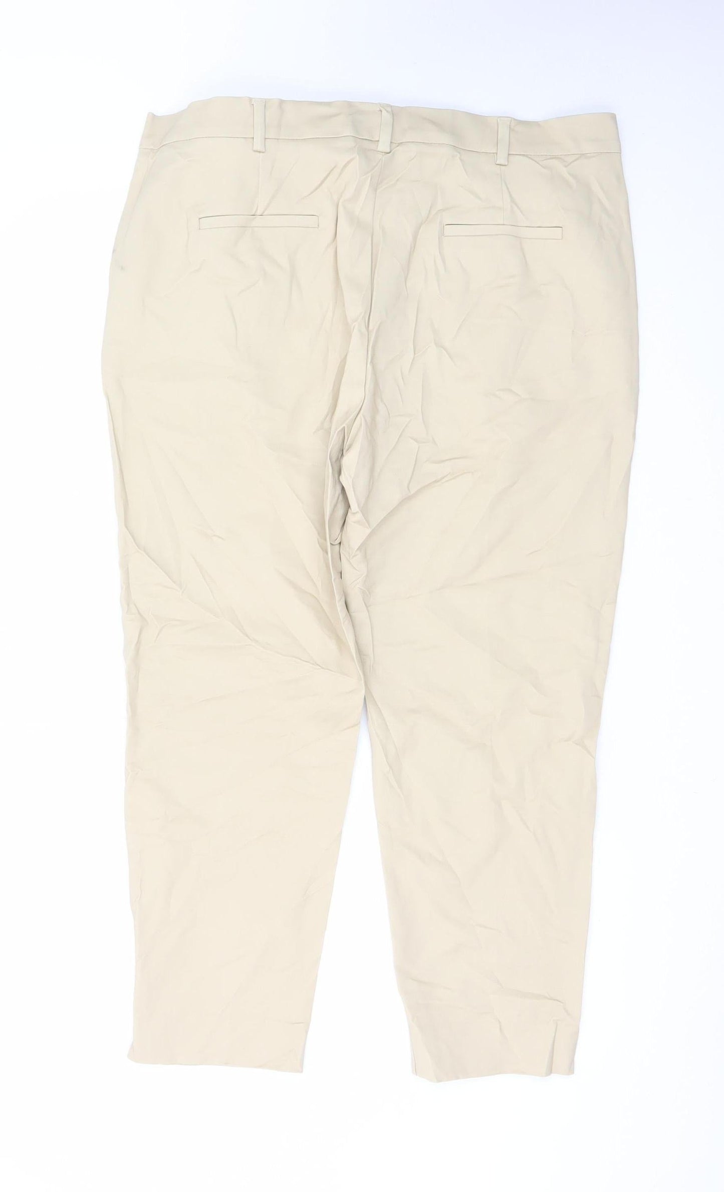 Marks and Spencer Women Beige Size 18 Ankle Slim Fit Stretch Trousers