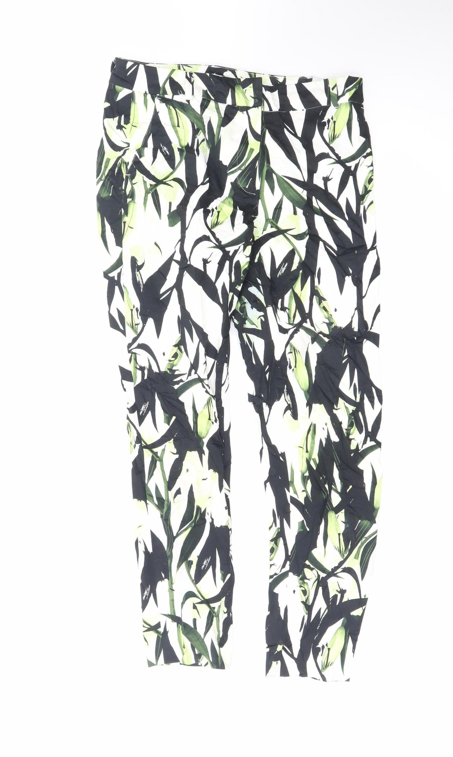 Reiss Women’s Multicoloured Floral Cropped Slim Trousers Size 8