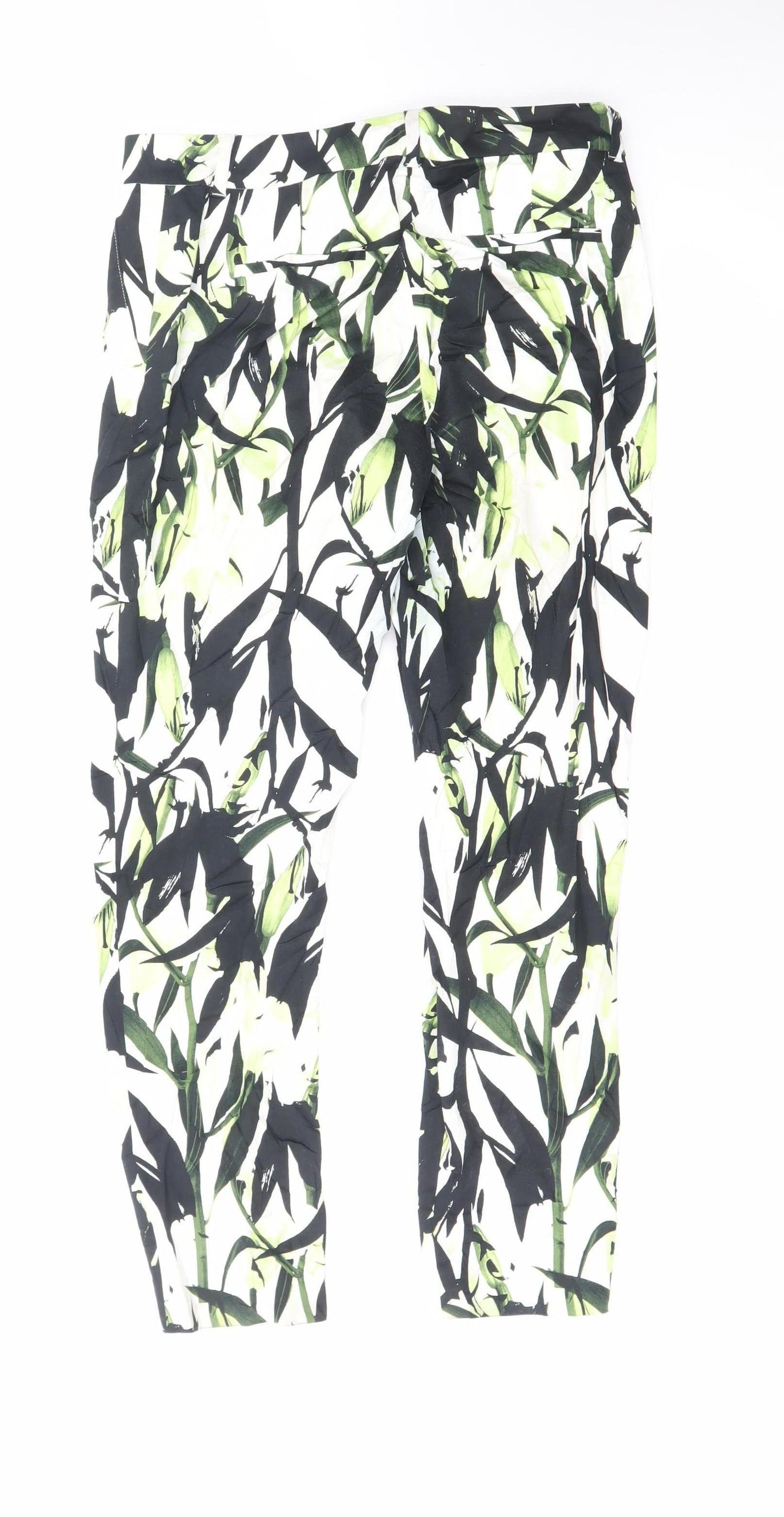 Reiss Women’s Multicoloured Floral Cropped Slim Trousers Size 8