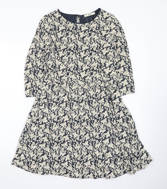 Oasis Women Blue Floral Jacquard Fit & Flare Dress Size S