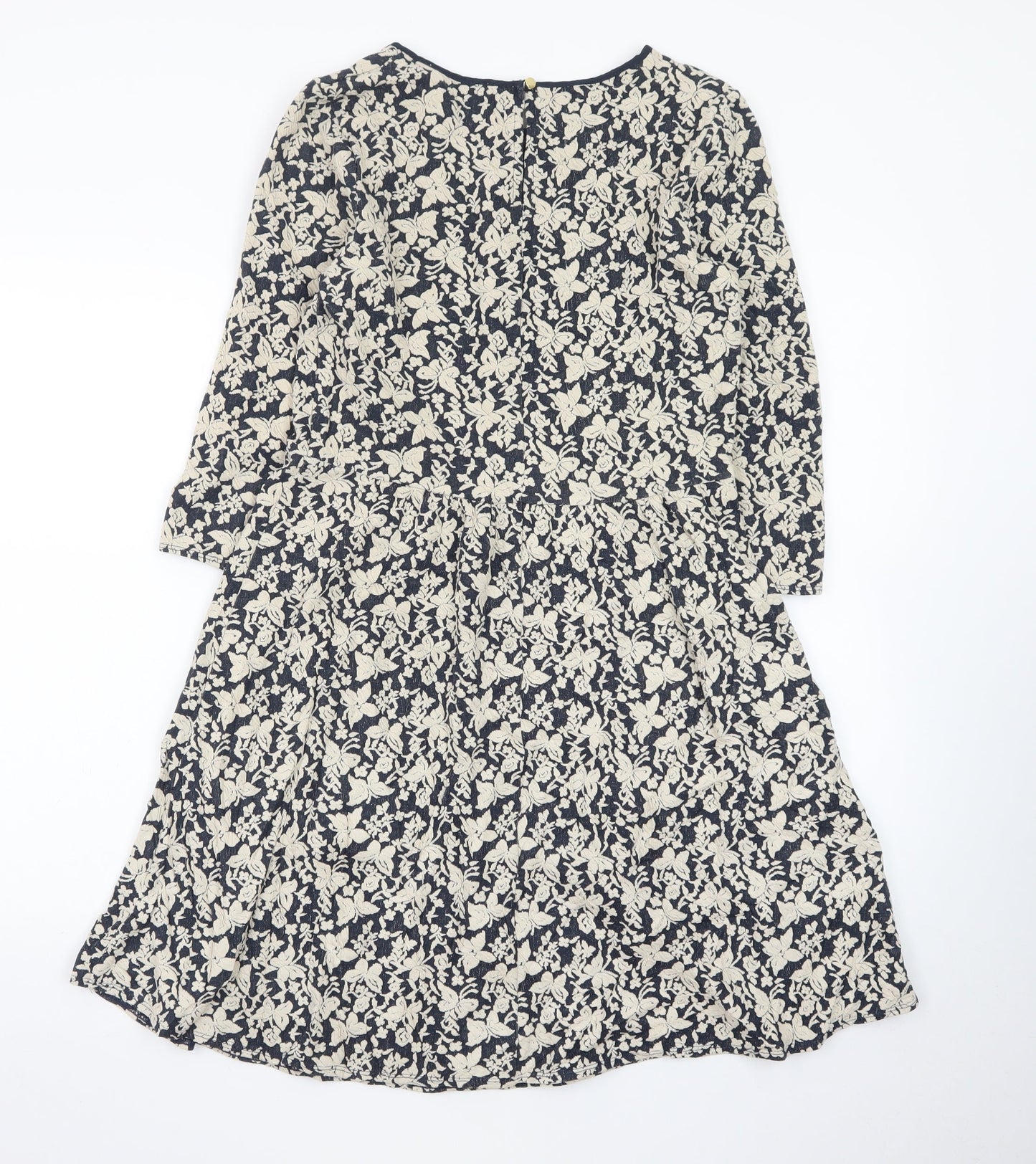Oasis Women Blue Floral Jacquard Fit & Flare Dress Size S