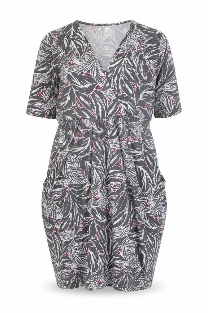 Nicole Collection Women's Grey Floral Wrap Dress Size L