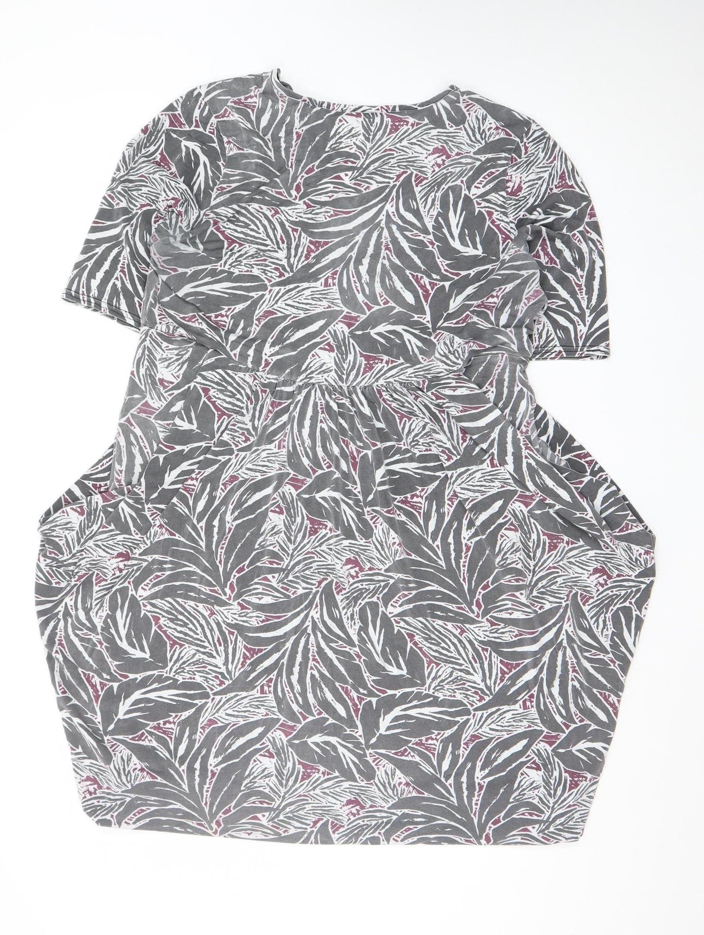 Nicole Collection Women's Grey Floral Wrap Dress Size L