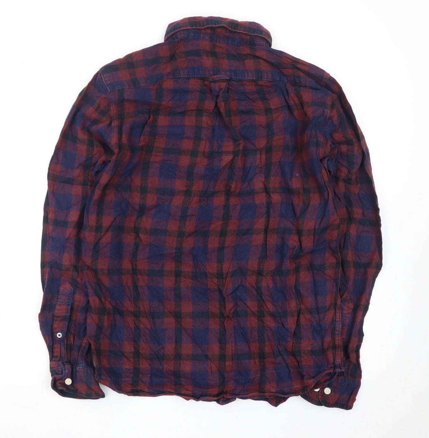 Selected Homme Men's Red & Navy Check Cotton Shirt Regular Fit L