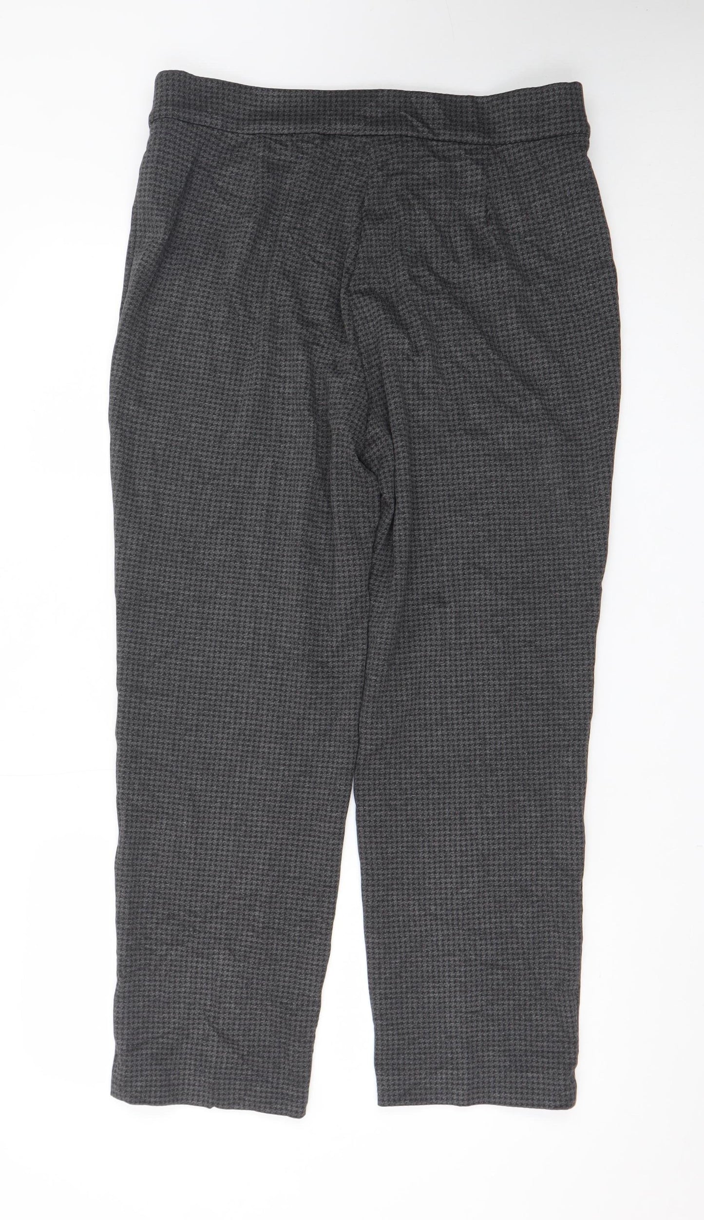 Marks and Spencer Women Grey Houndstooth Stretch Trousers Size 16