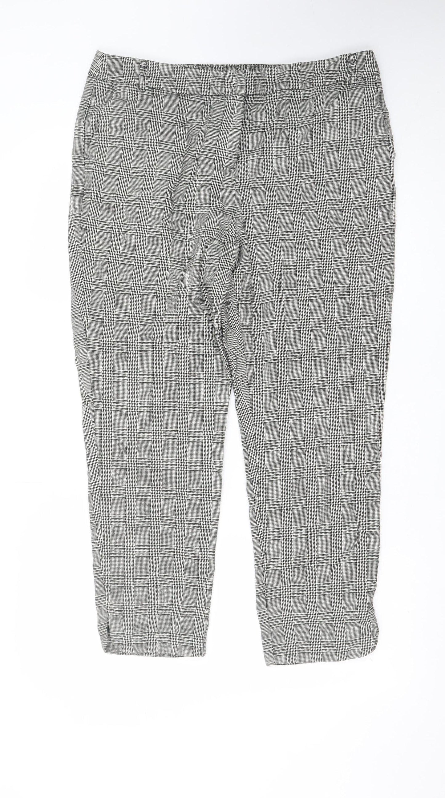 Tu Women’s Grey Check Stretch Tapered Work Trousers Size 14S