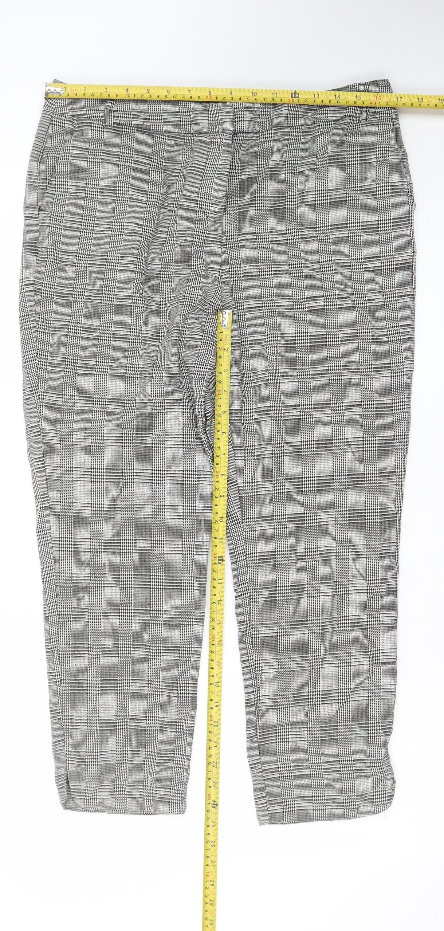 Tu Women’s Grey Check Stretch Tapered Work Trousers Size 14S