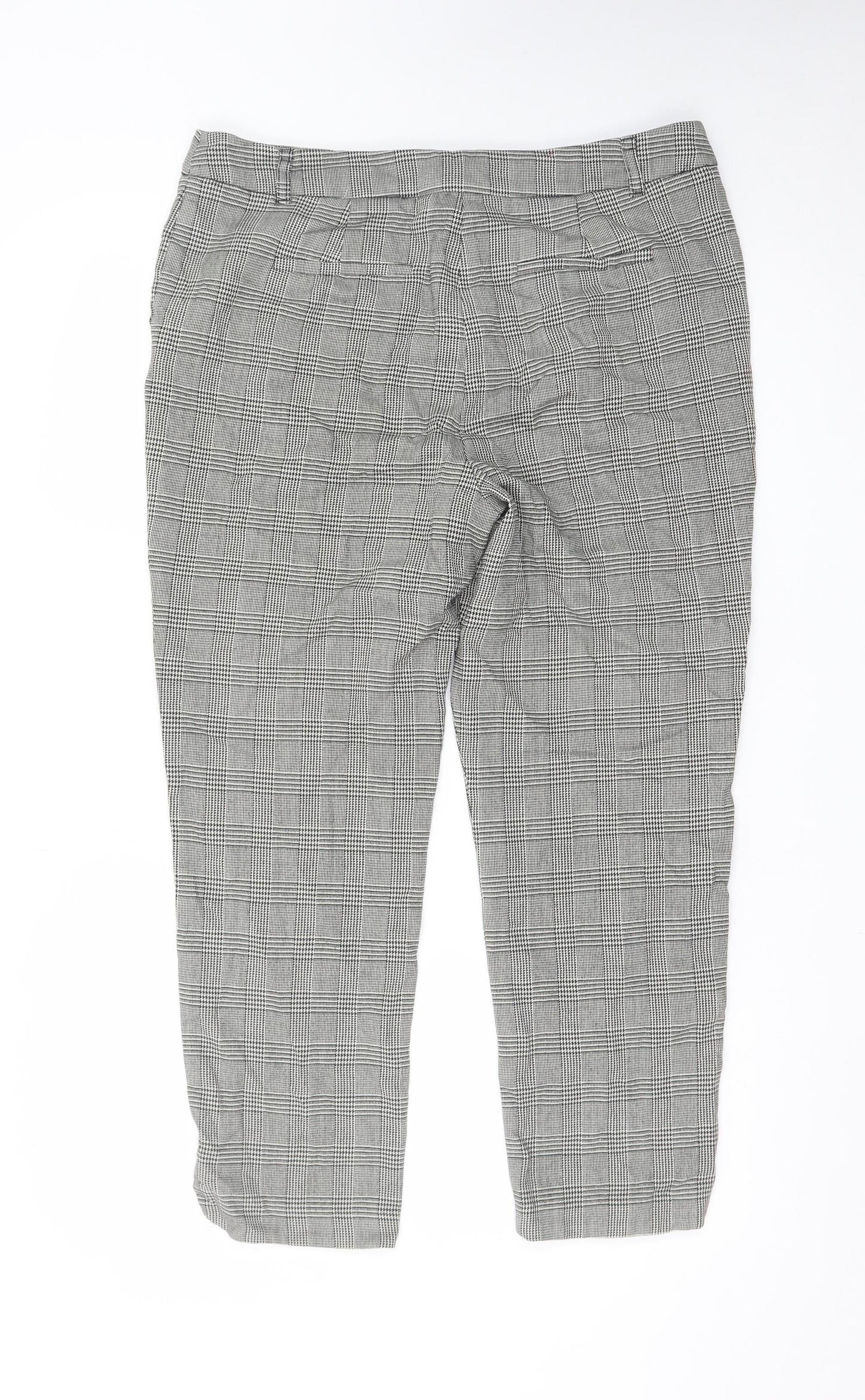 Tu Women’s Grey Check Stretch Tapered Work Trousers Size 14S
