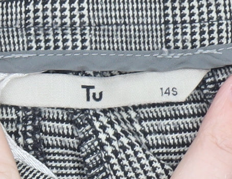 Tu Women’s Grey Check Stretch Tapered Work Trousers Size 14S