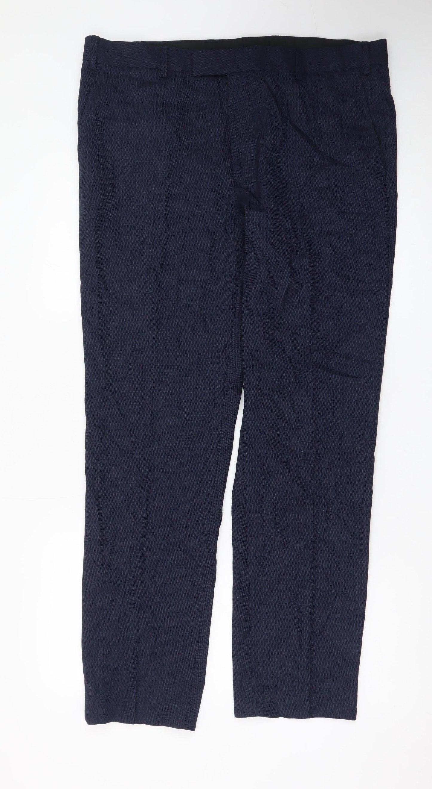 Marks and Spencer Women's Blue 36 Regular Straight Leg Trousers