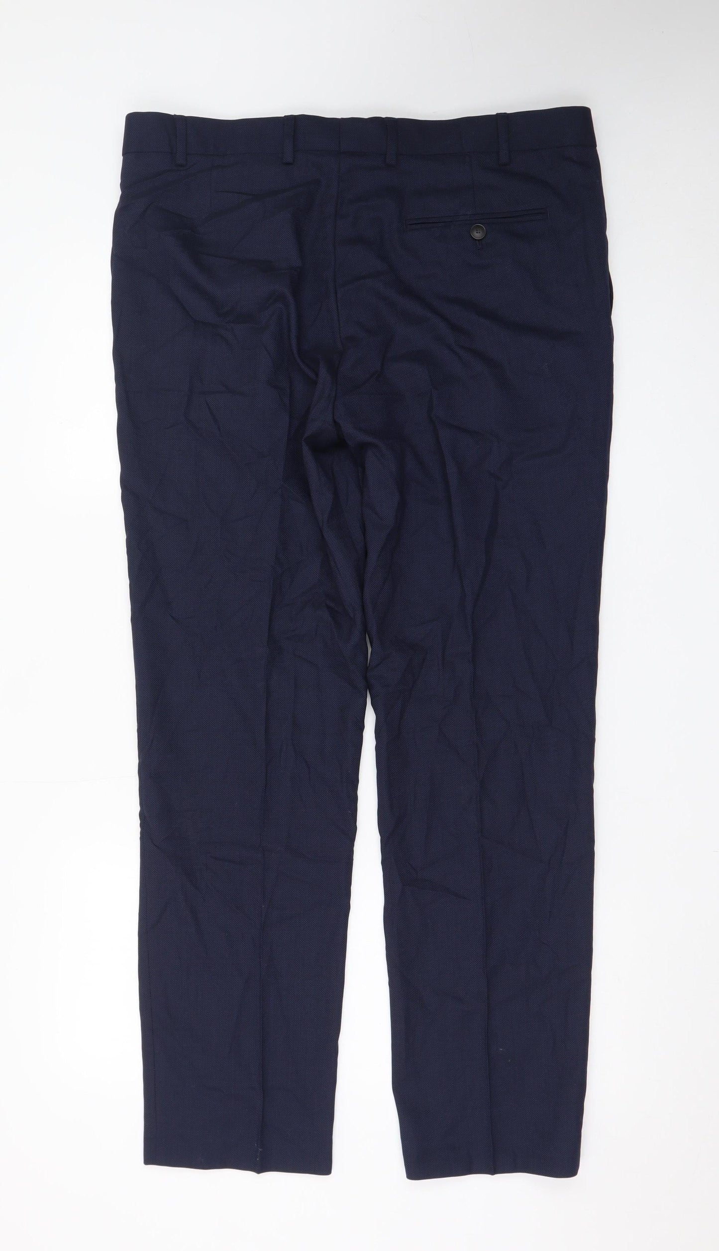 Marks and Spencer Women's Blue 36 Regular Straight Leg Trousers