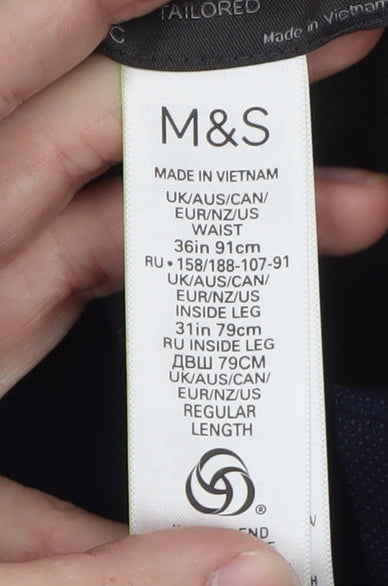 Marks and Spencer Women's Blue 36 Regular Straight Leg Trousers