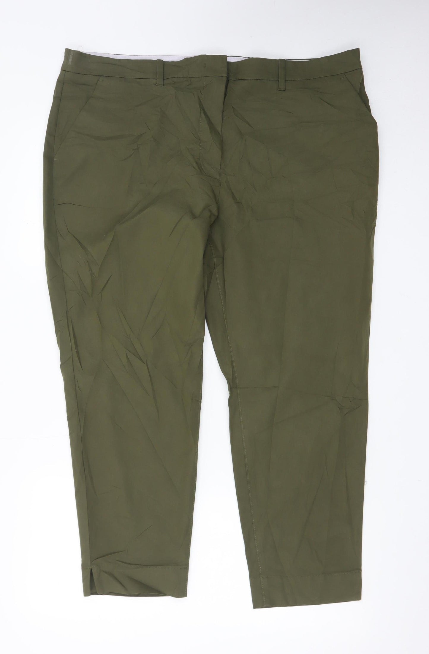 Marks and Spencer Womens Green Chino Trousers Size 18 Regular Fit