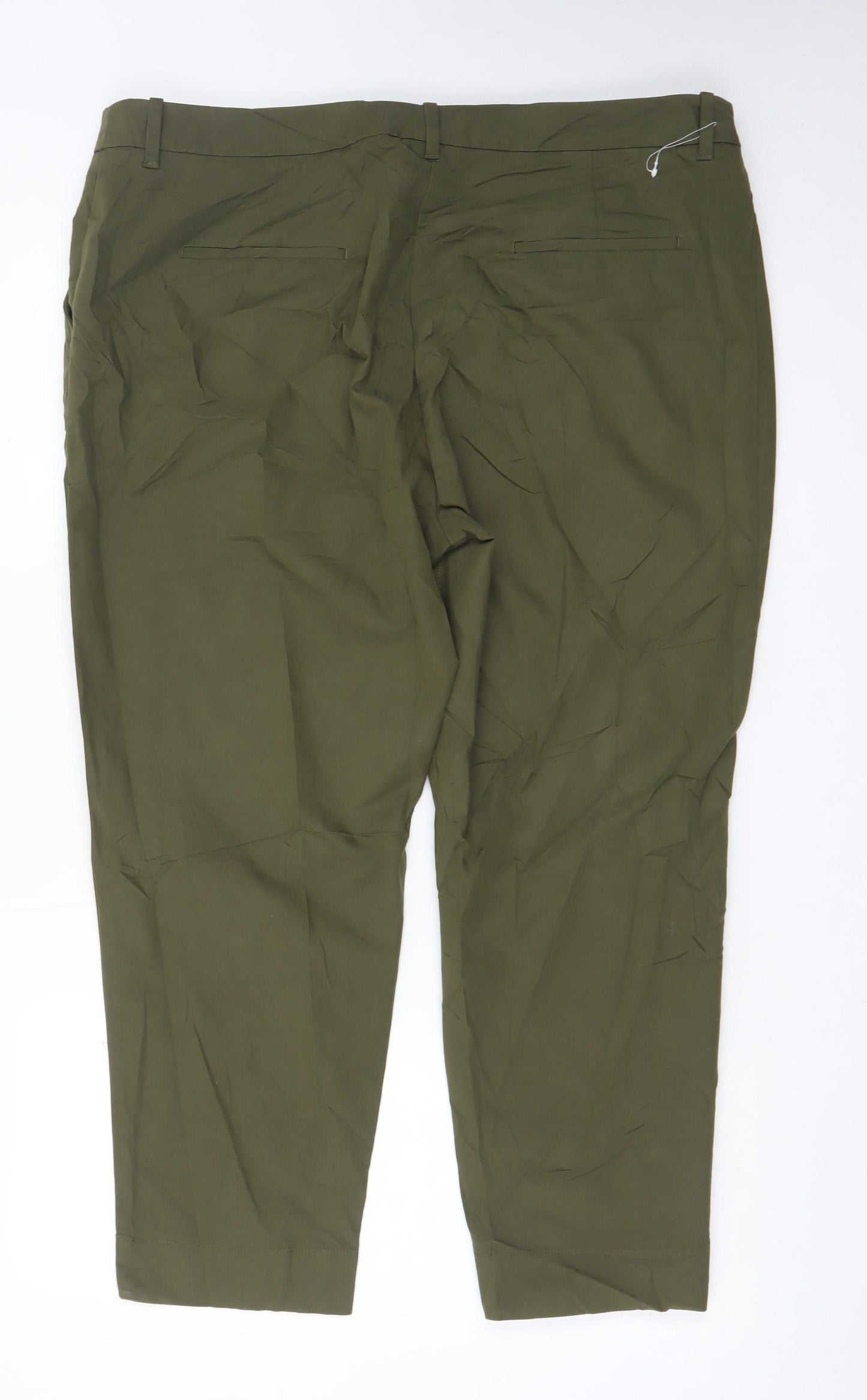 Marks and Spencer Womens Green Chino Trousers Size 18 Regular Fit