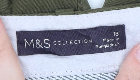Marks and Spencer Womens Green Chino Trousers Size 18 Regular Fit