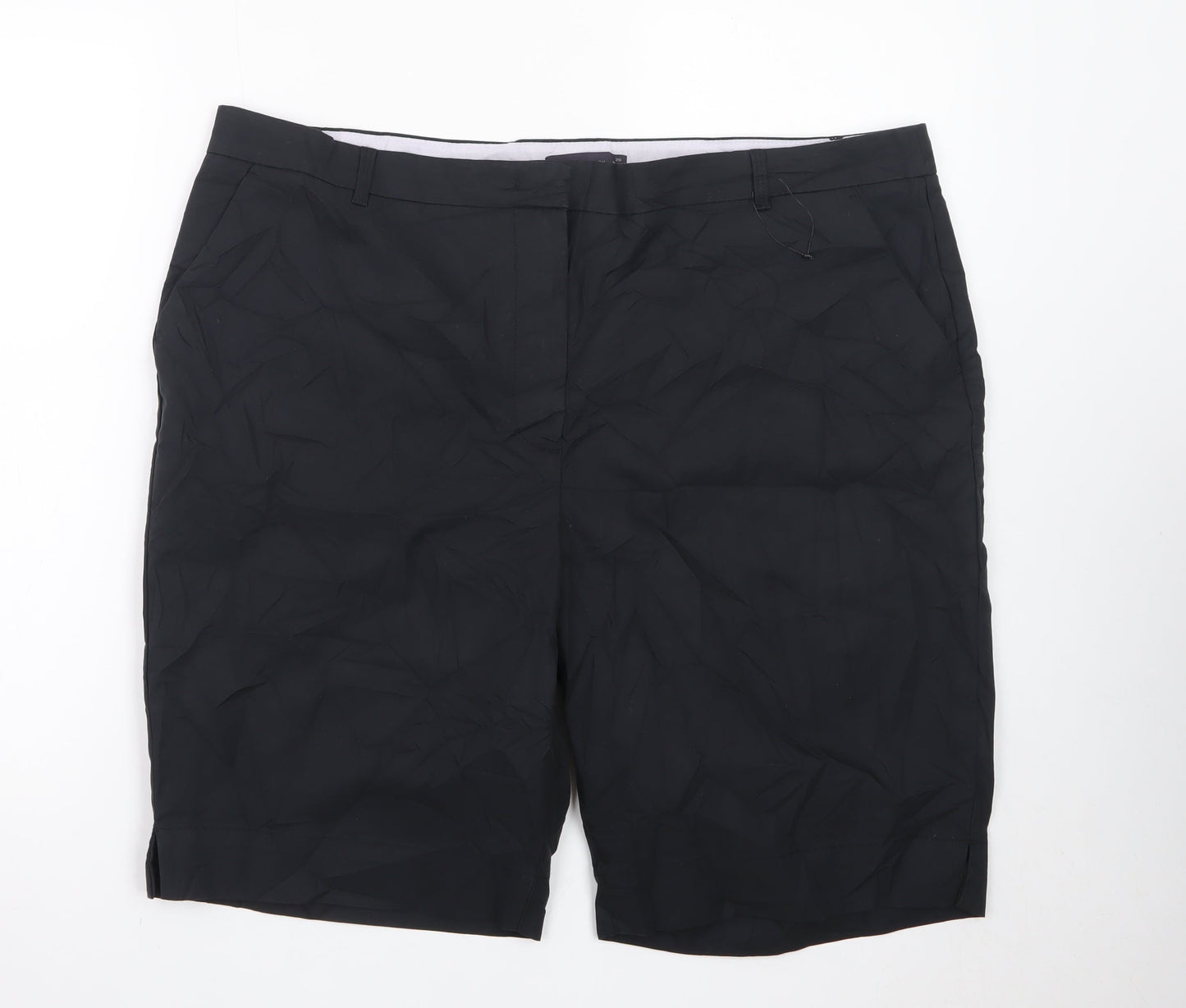 Marks and Spencer Men's Black Chino Shorts Size 20 Regular Fit