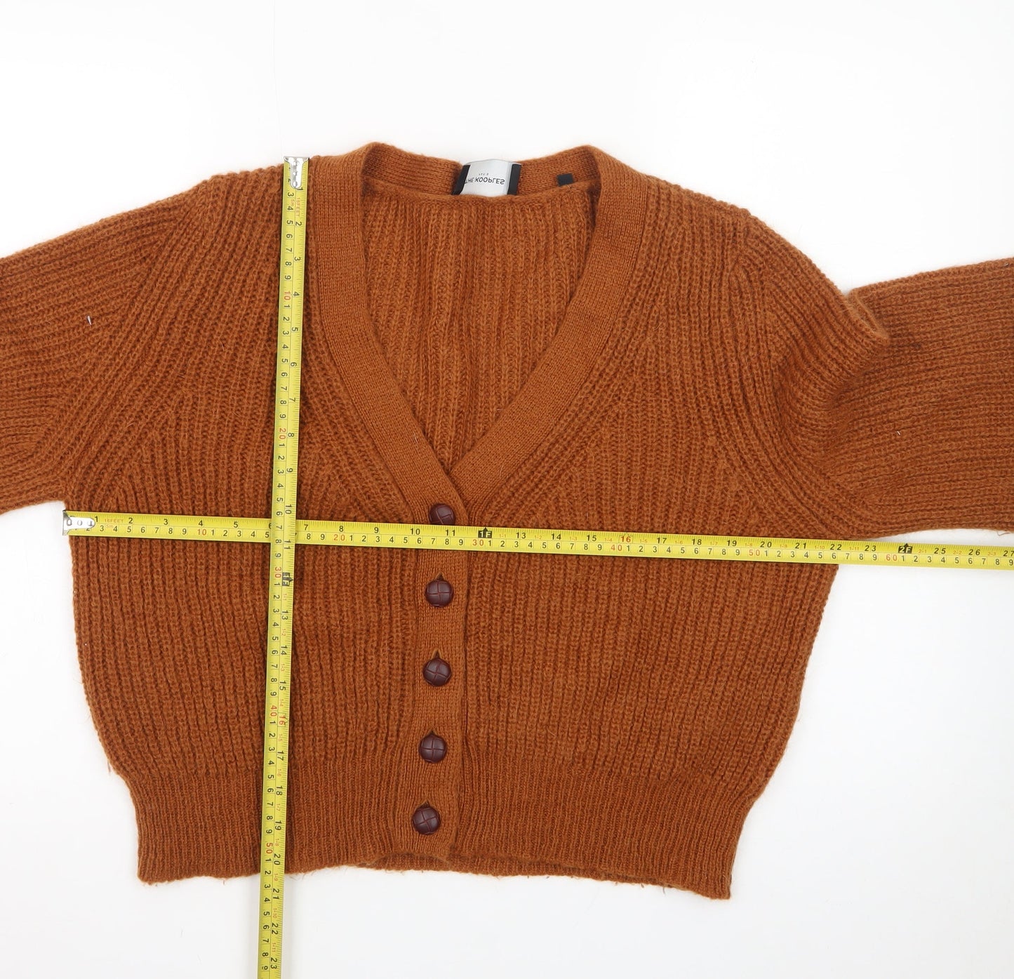 The Kooples Women's Brown Mohair Blend V-Neck Cardigan Size S