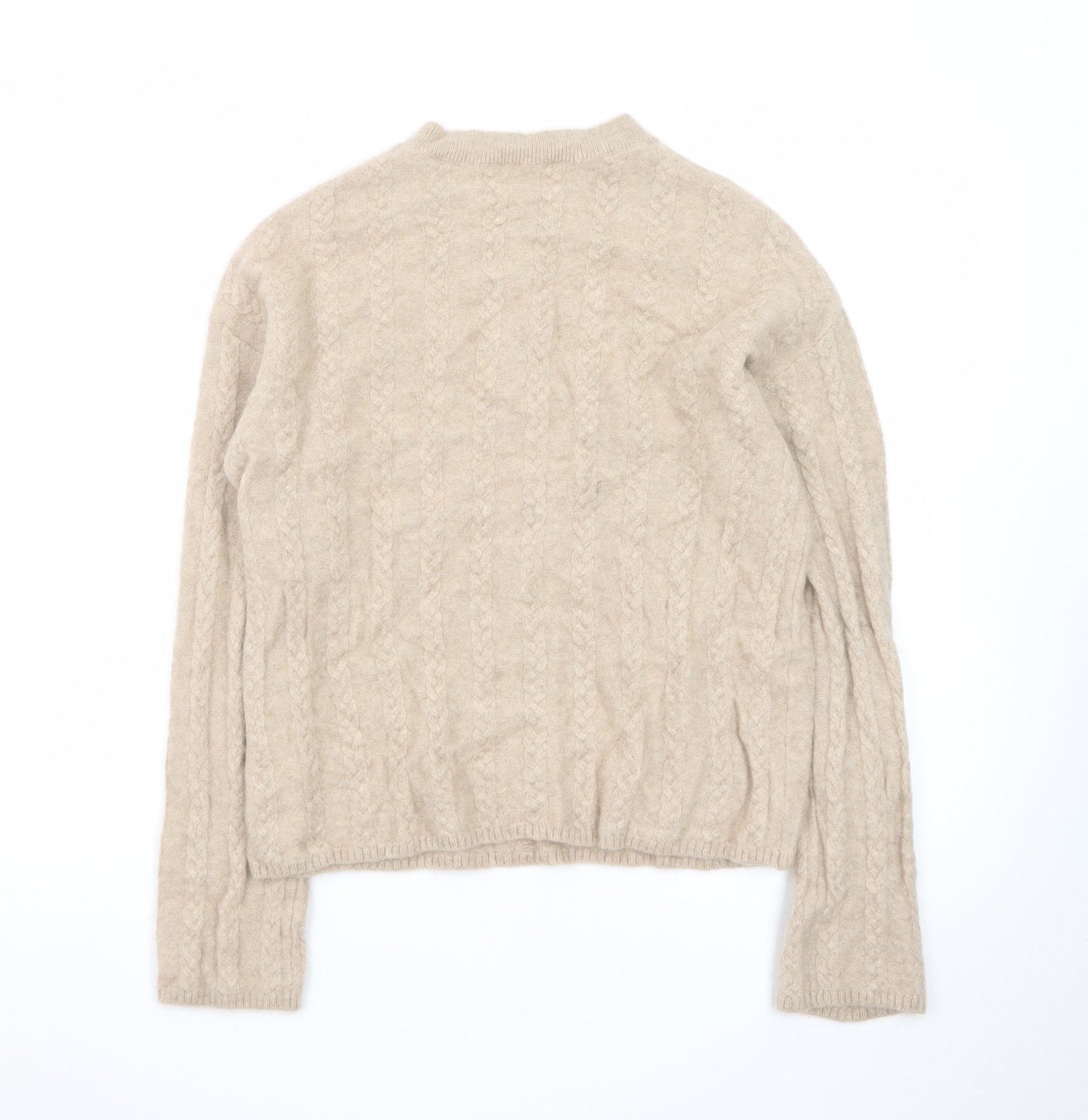 LILYSILK Women's Beige Cashmere Cable Knit Jumper Size S