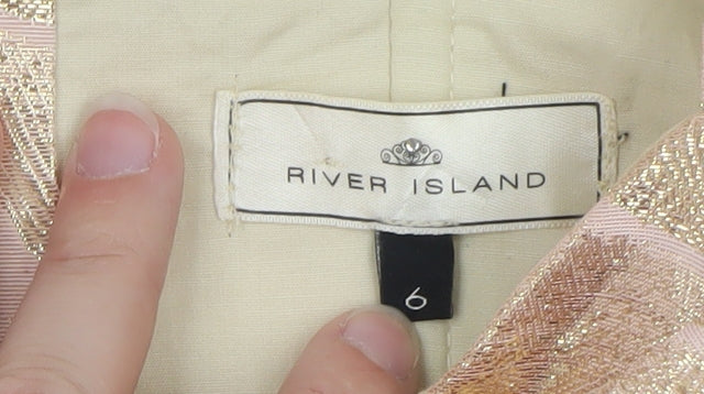 River Island Women’s Beige Jacquard Fit & Flare Dress Size 6