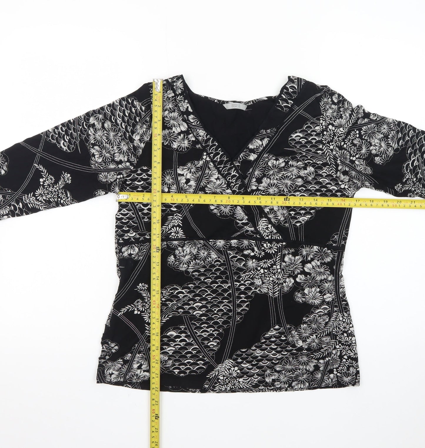 Marks and Spencer Women’s Black Floral Wrap Blouse UK 18