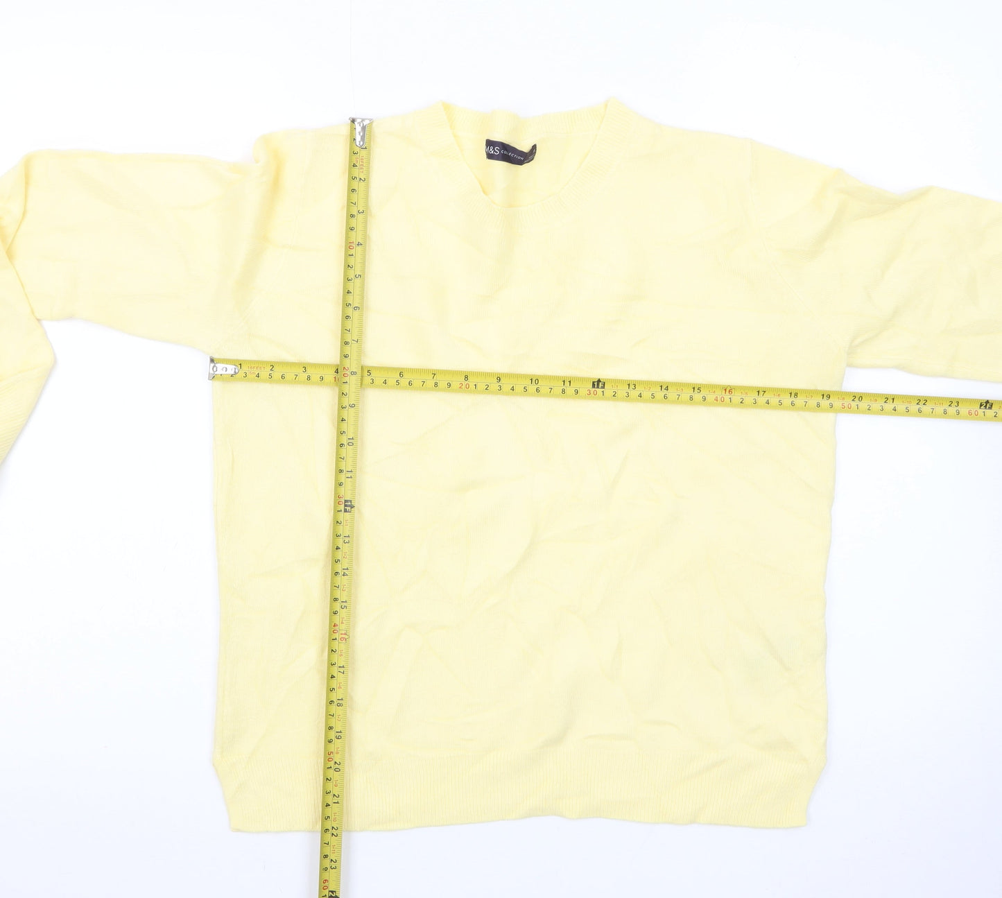 Marks and Spencer Women Yellow Crew Neck Cotton Jumper Size 14