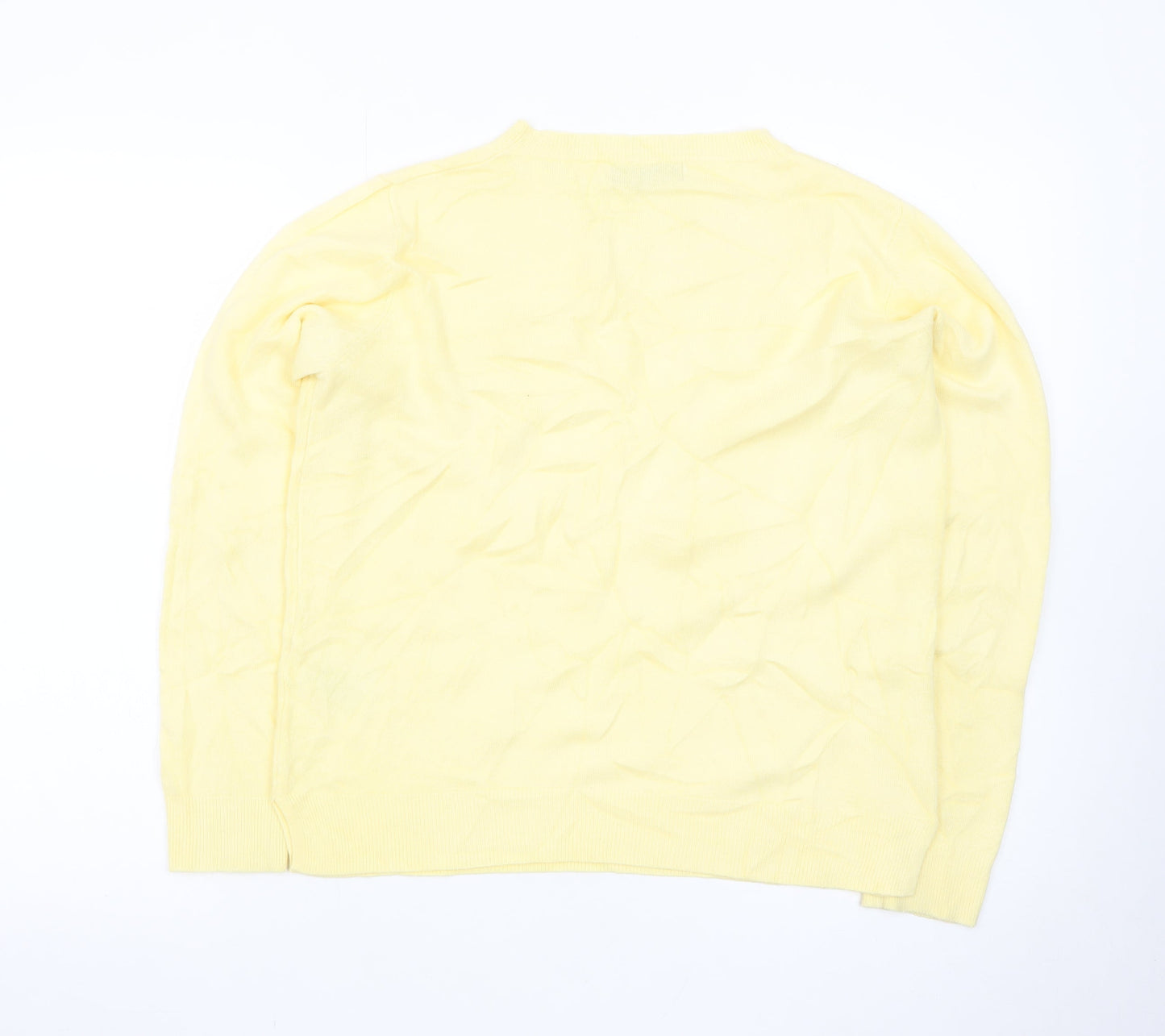 Marks and Spencer Women Yellow Crew Neck Cotton Jumper Size 14