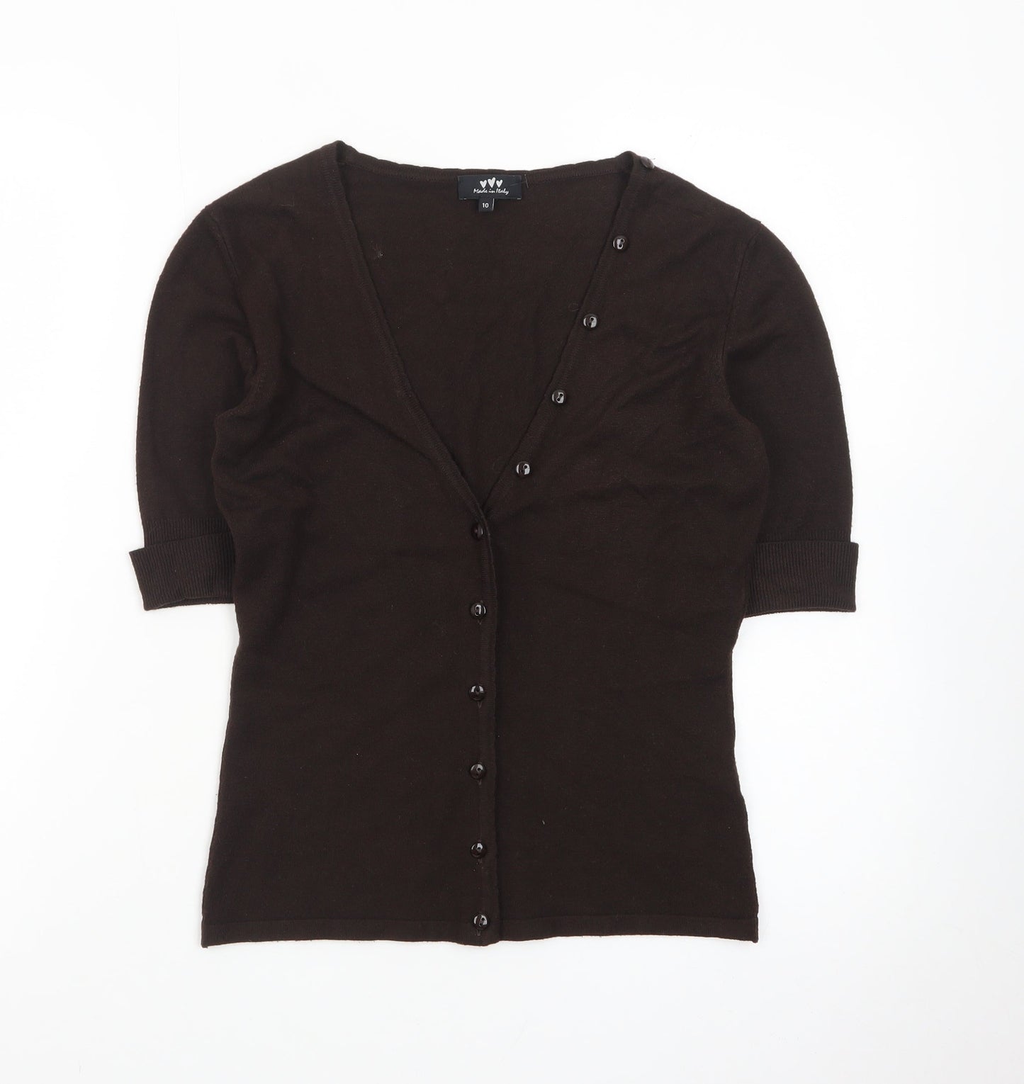 Marks and Spencer Women Brown Button-Up Knit Top Size 10