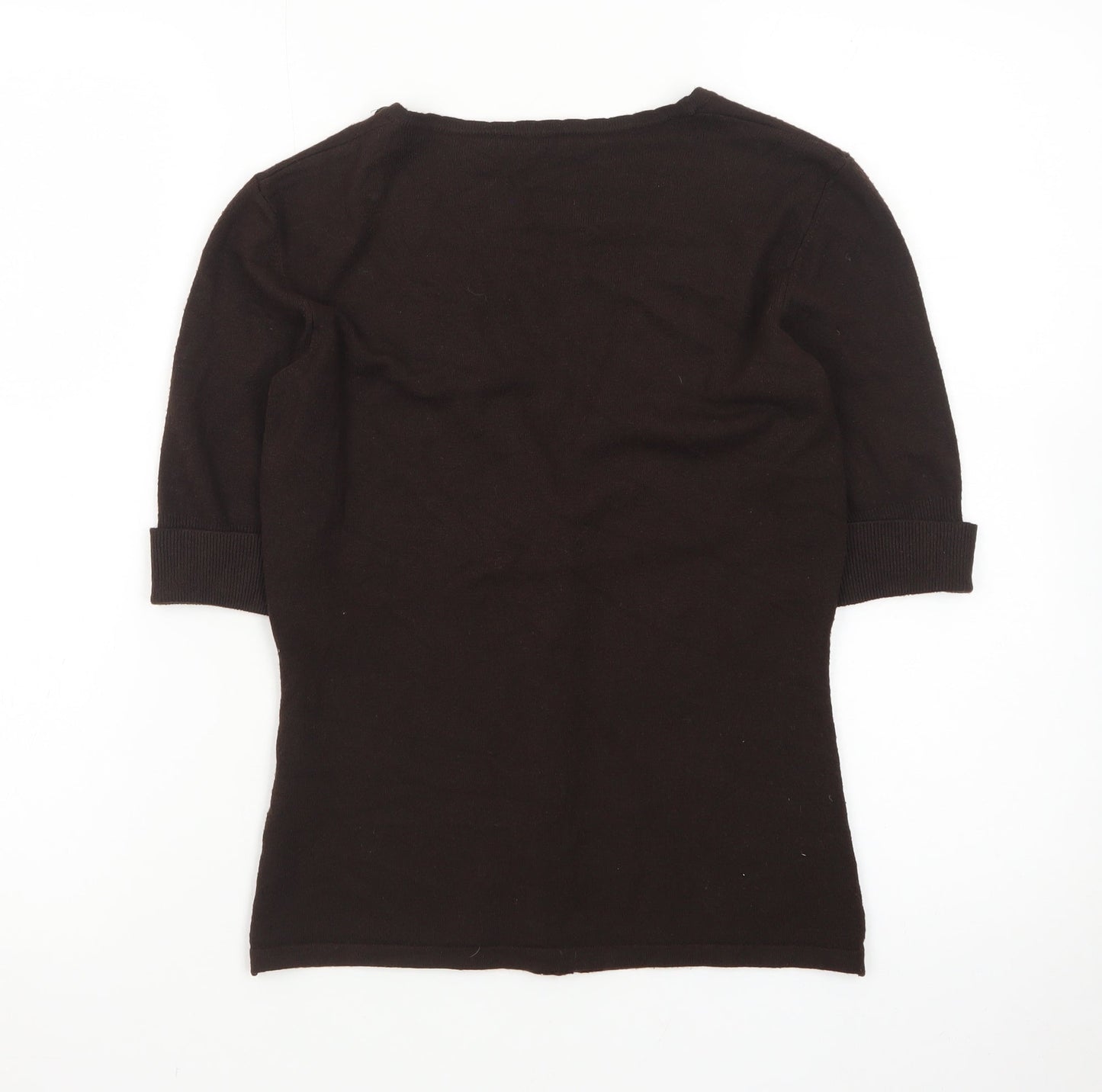 Marks and Spencer Women Brown Button-Up Knit Top Size 10