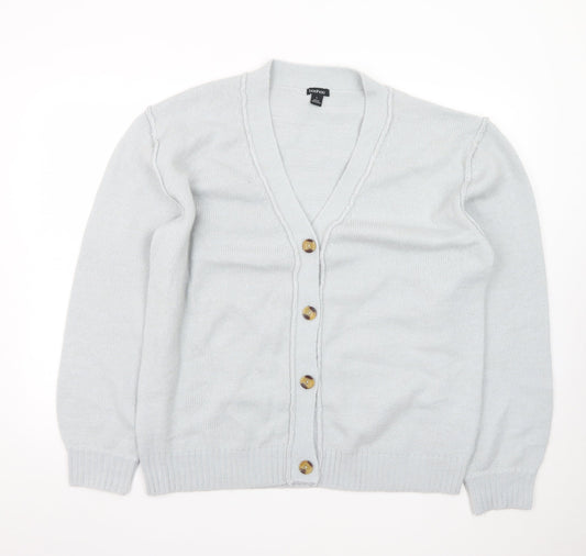Boohoo Women’s Grey V-Neck Button Cardigan Size L