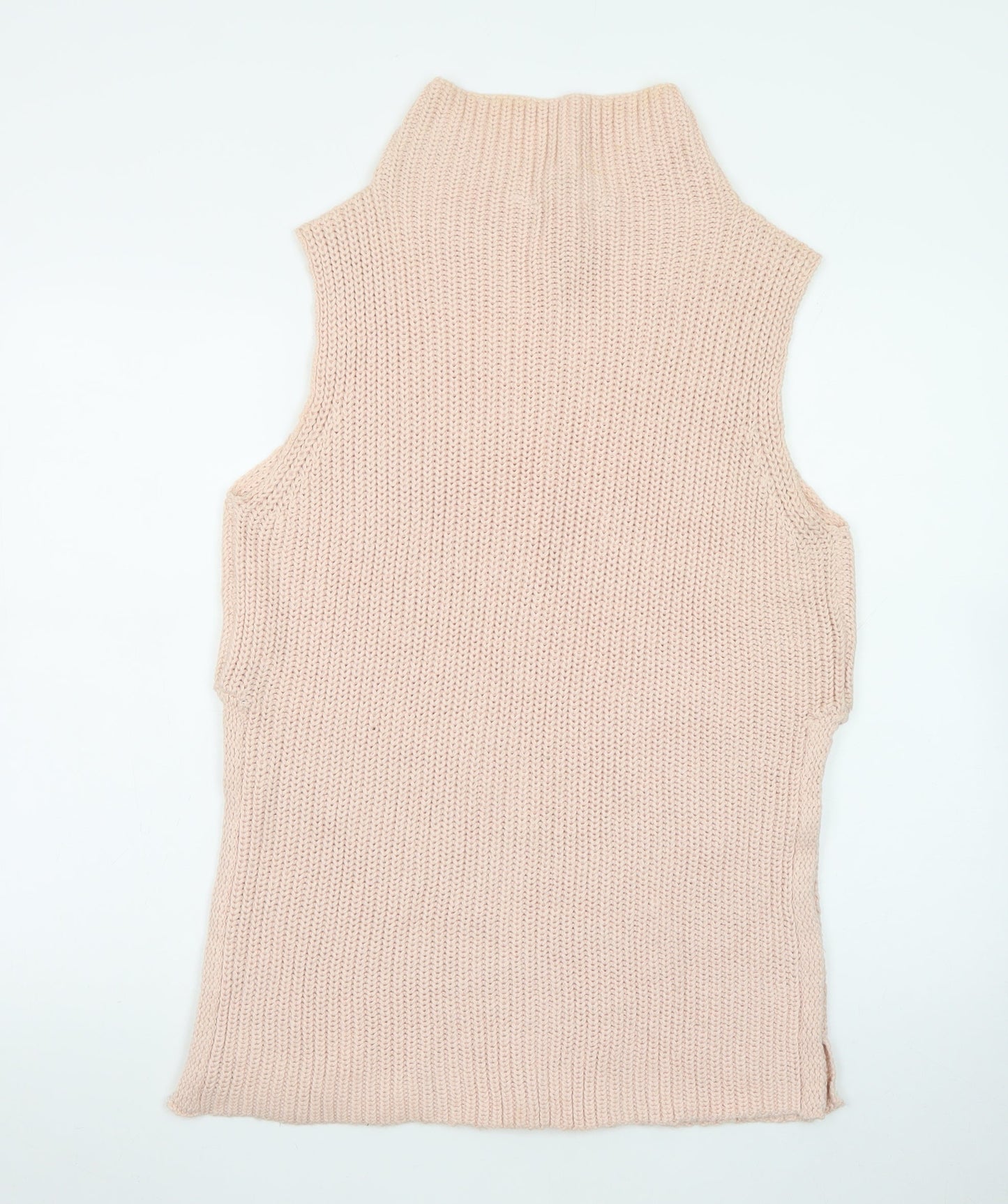 Seven Sisters Women's Beige Sleeveless High Neck Knit Vest Jumper M