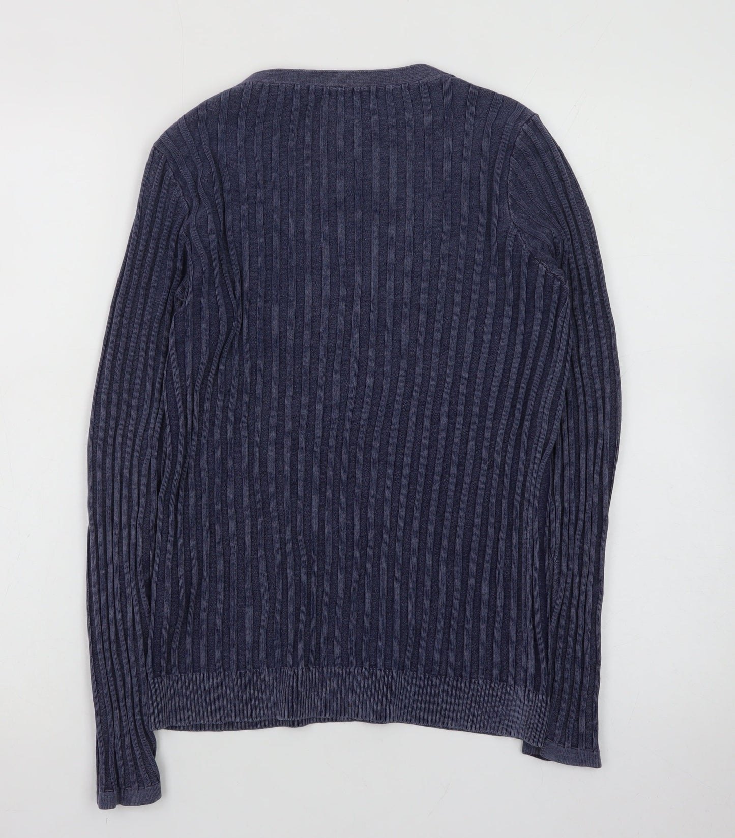 Fat Face Women's Blue Henley Knit Jumper Size 8 Long Sleeve Cotton