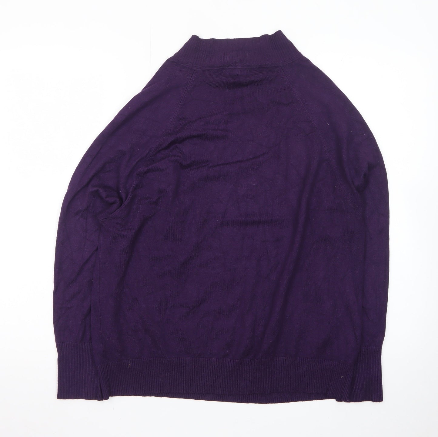 M&Co Women’s Purple High Neck Button Detail Jumper Size 16