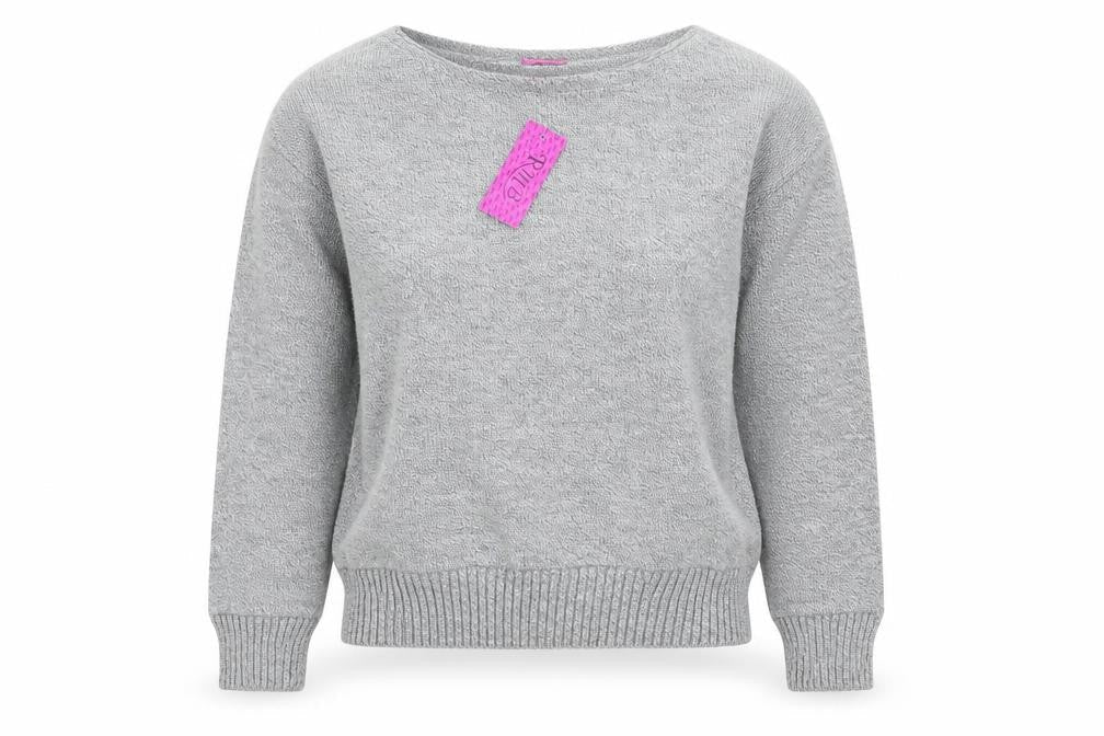 RMB Womens Grey Acrylic Knit Boat Neck Pullover Jumper Size M