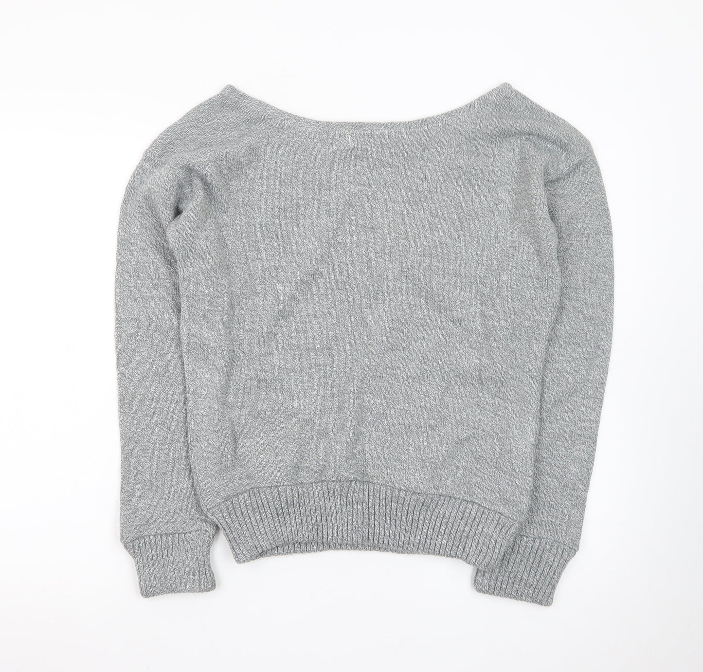 RMB Womens Grey Acrylic Knit Boat Neck Pullover Jumper Size M
