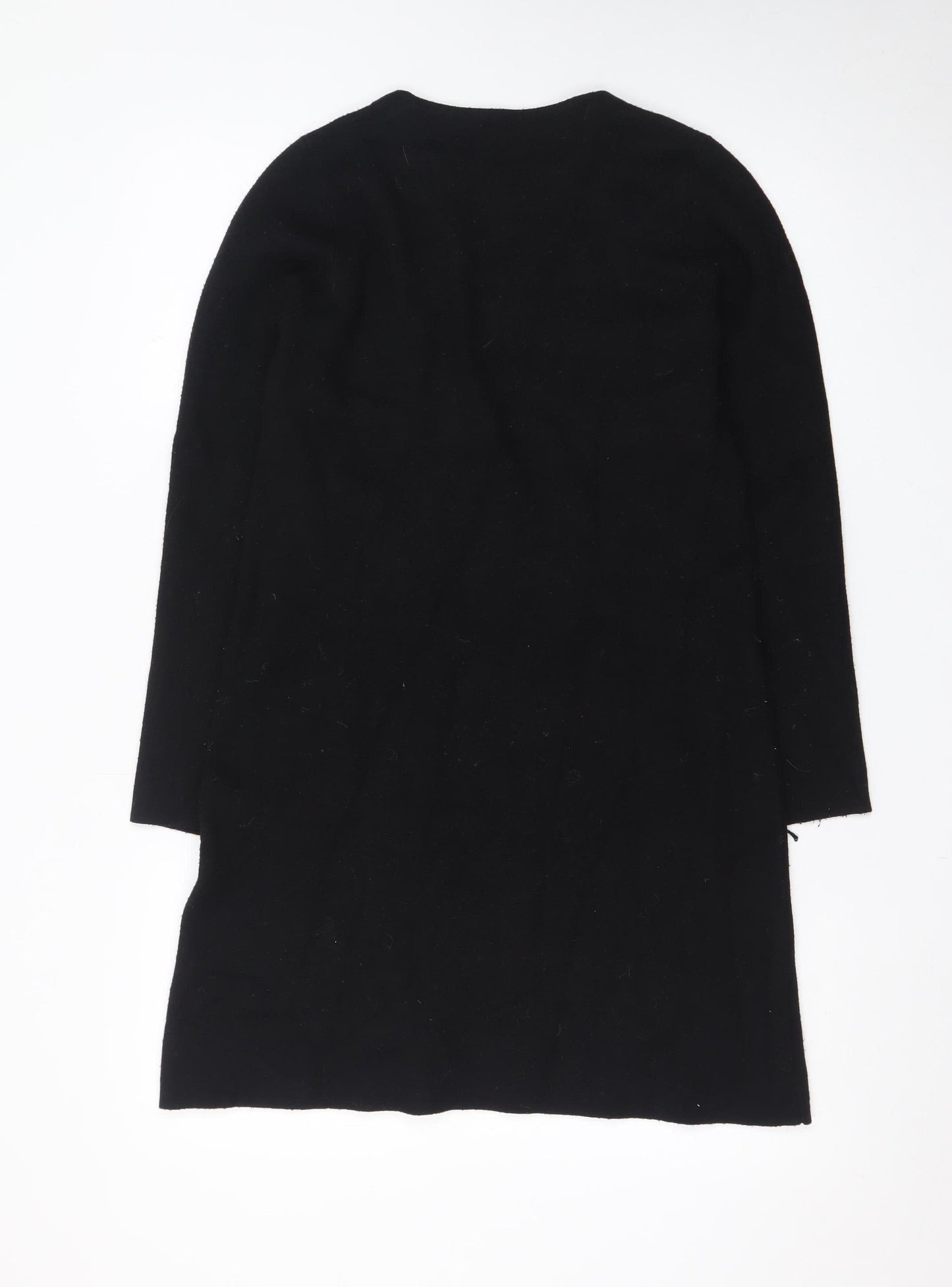 Zara Women Black Knit Shift Dress Size S Long Sleeve Pockets
