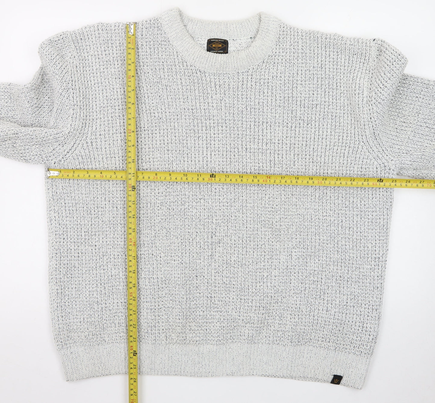 Next Men Grey Chunky Knit Crew Neck Pullover Jumper 2XL