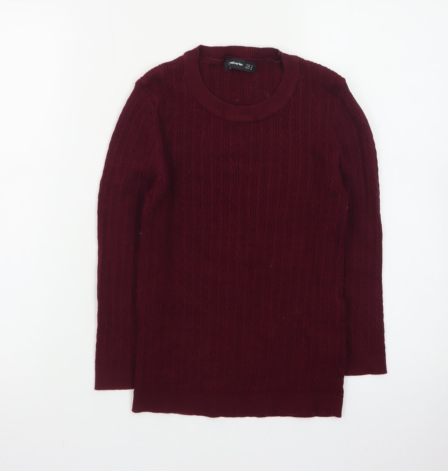 Stradivarius Womens Red Cable Knit Pullover Jumper Size 8
