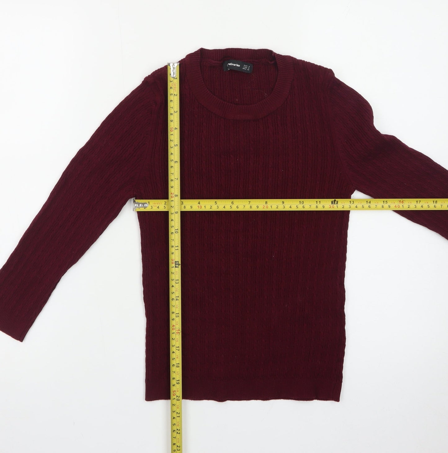 Stradivarius Womens Red Cable Knit Pullover Jumper Size 8