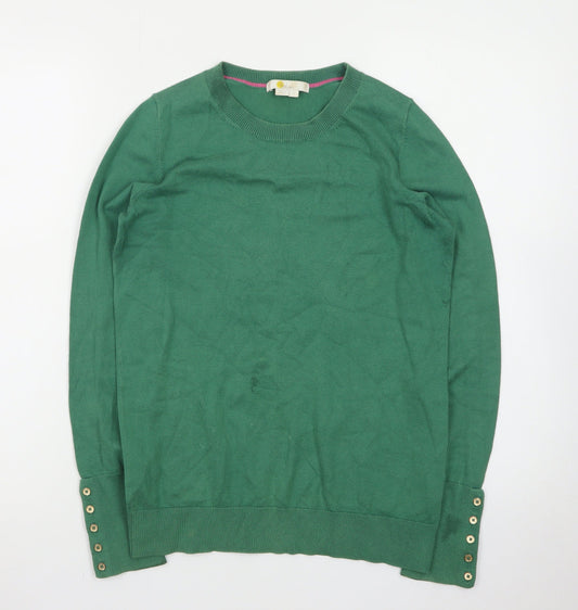 Boden Women Green Cotton Crew Neck Long Sleeve Jumper S