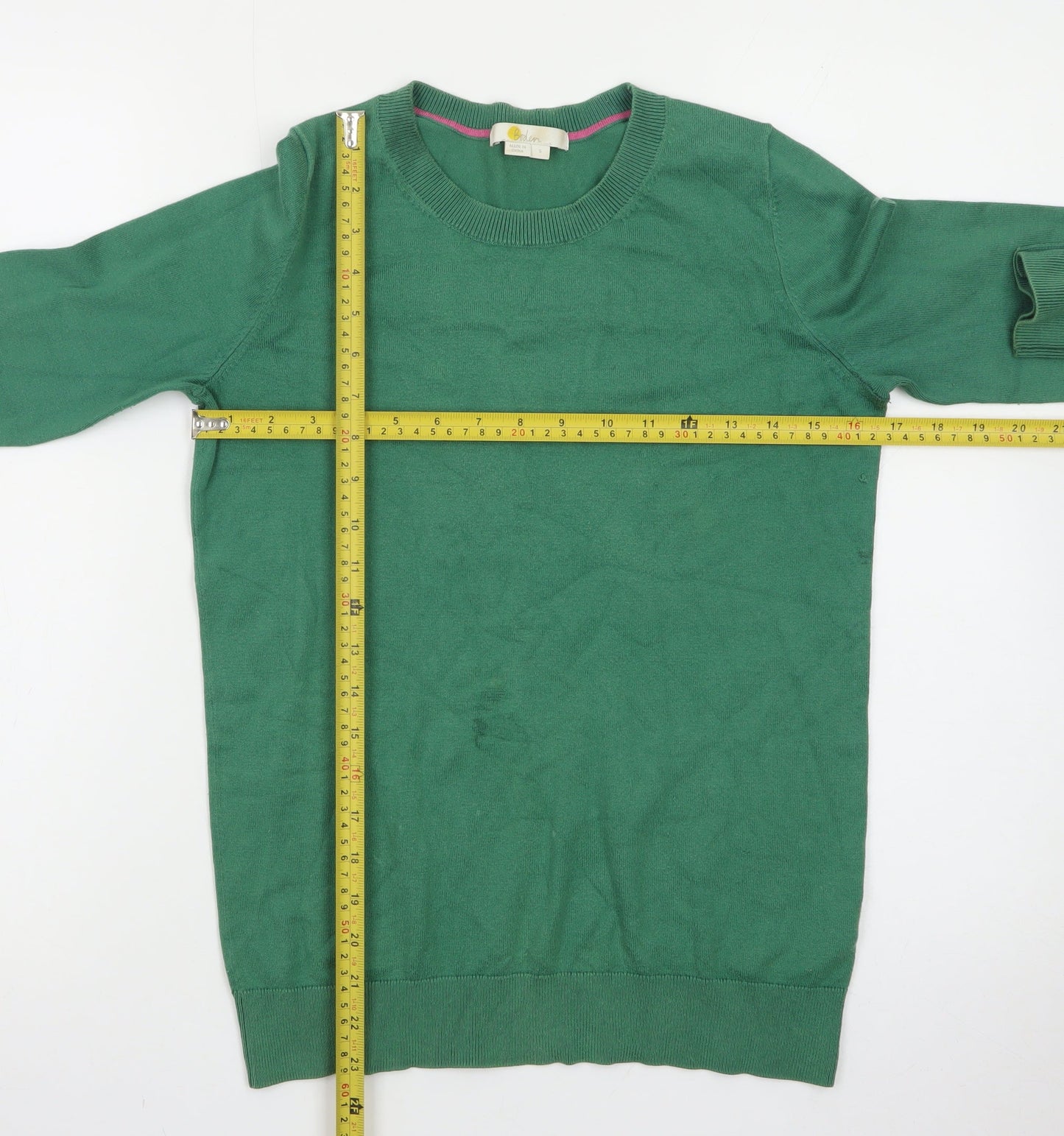 Boden Women Green Cotton Crew Neck Long Sleeve Jumper S