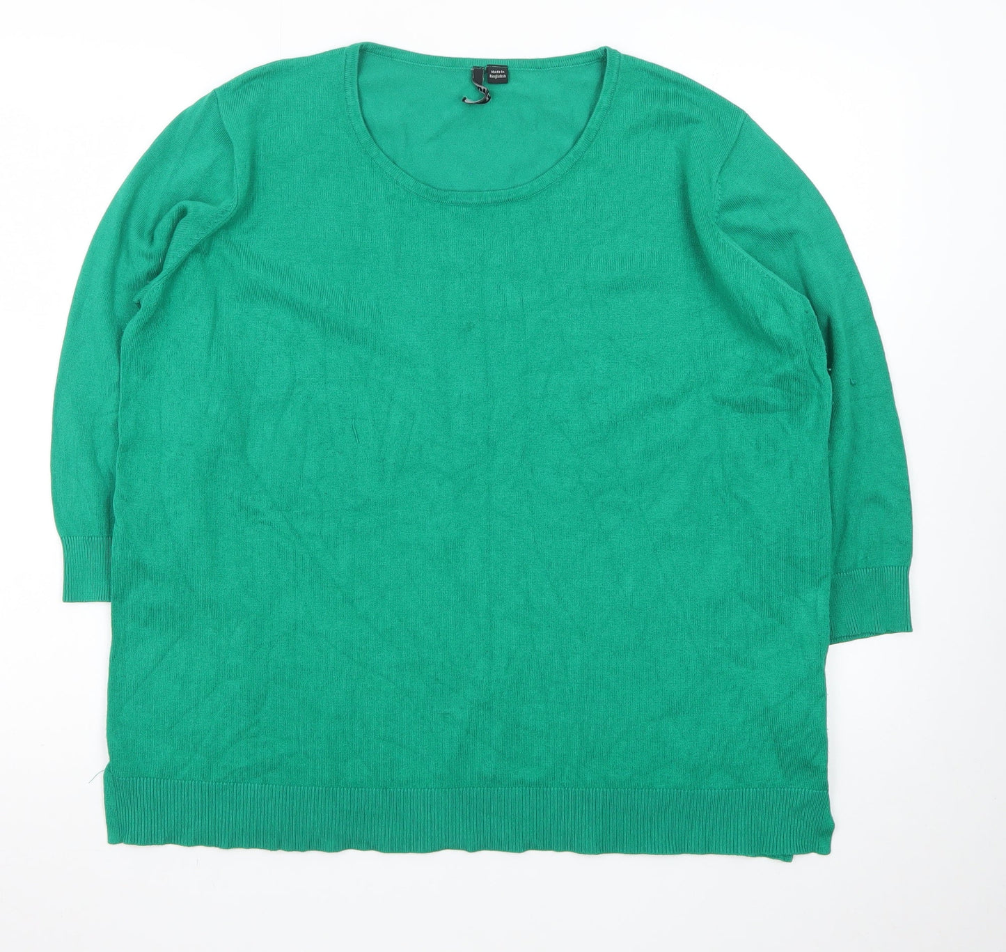 Capsule Women's Green Plus Size 20/22 Knit Scoop Neck Pullover Jumper