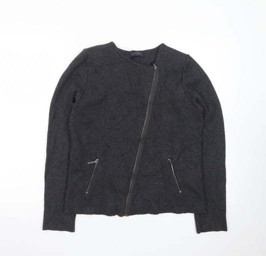 Marks and Spencer Women's Black Wool Blend Biker Jacket Size 14