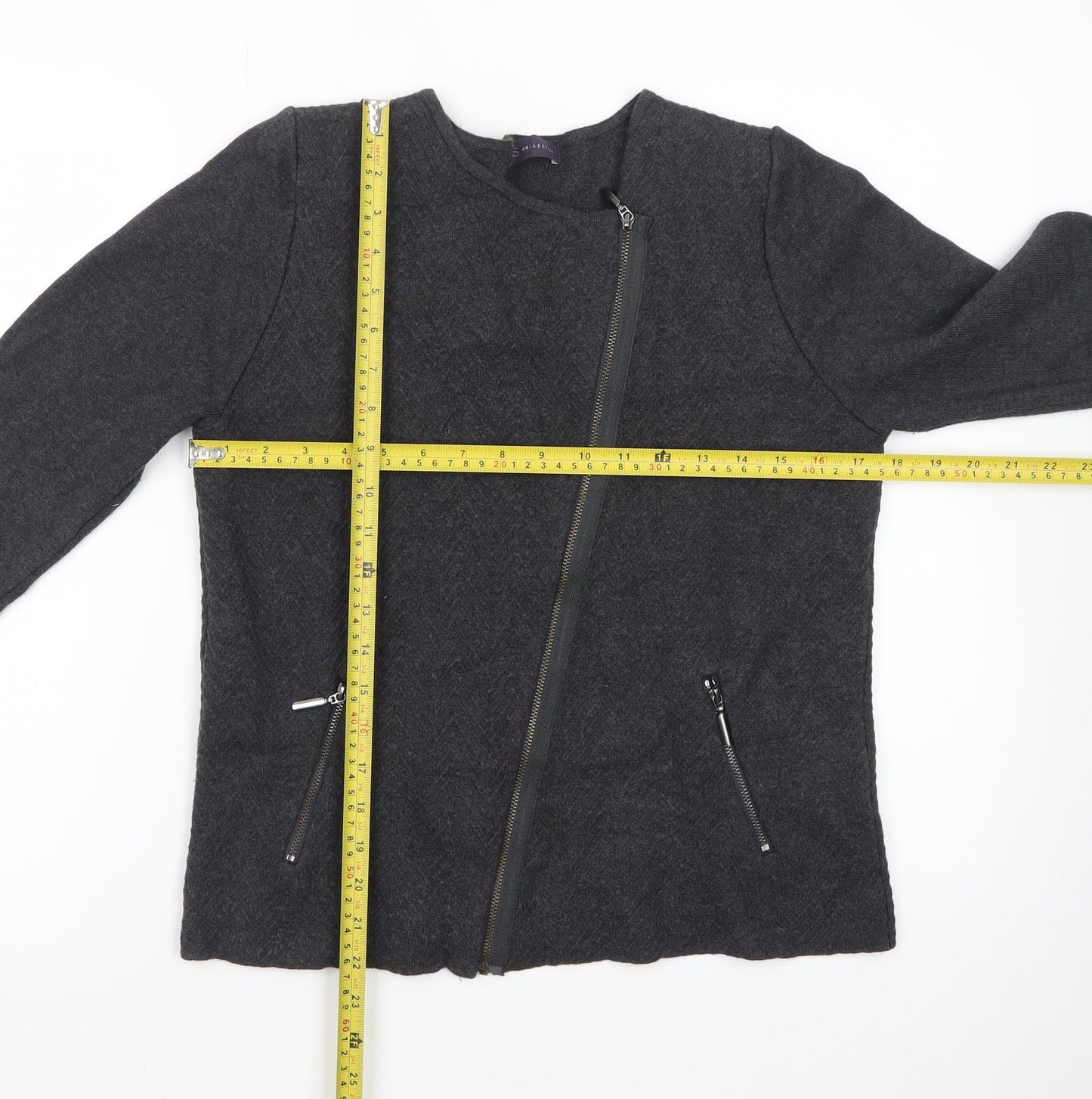 Marks and Spencer Women's Black Wool Blend Biker Jacket Size 14